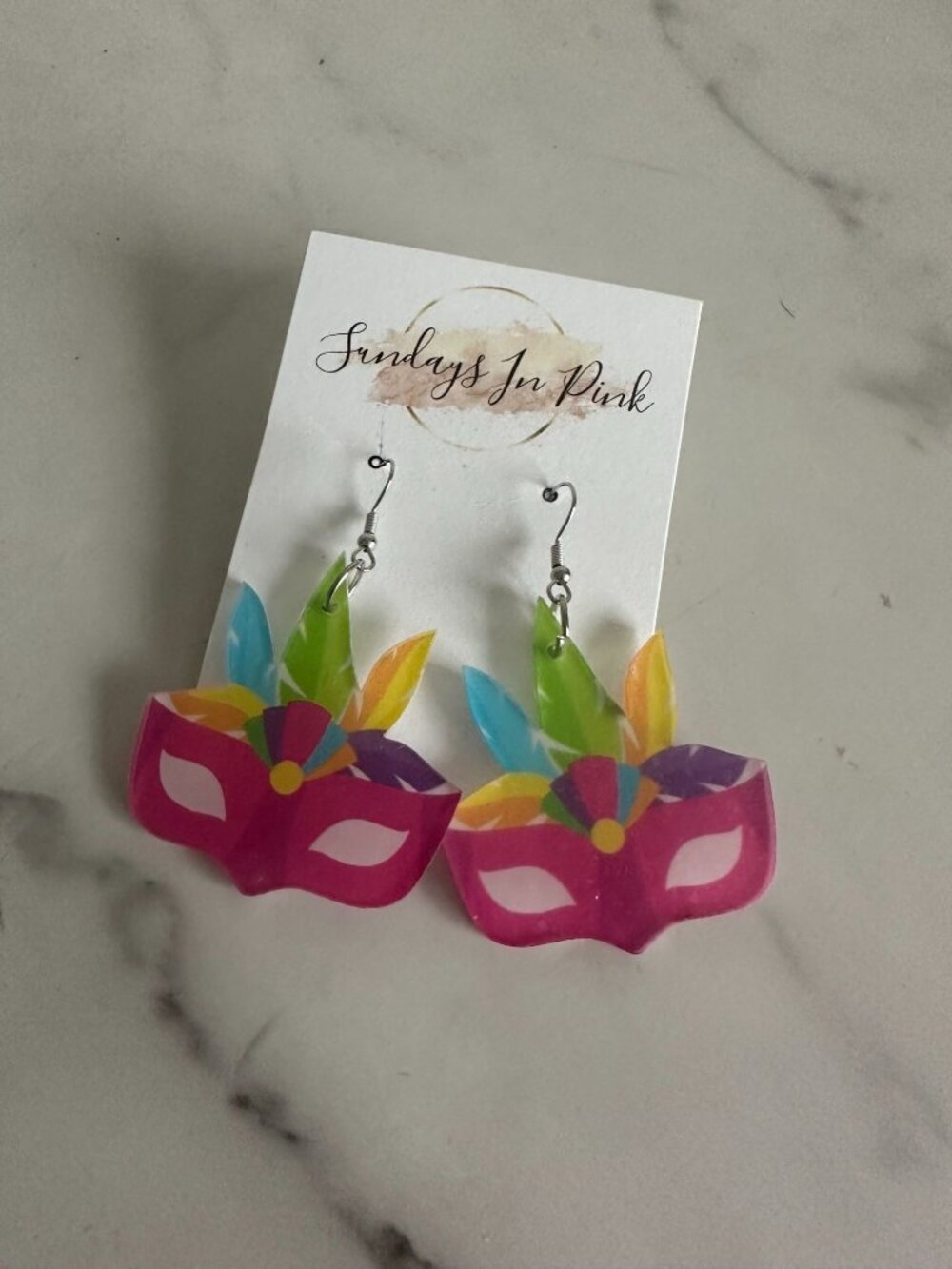 MARDI GRAS New Orleans Mask Drop Earrings NEW